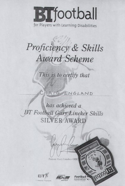 BT Football Gary Linekar Skills Silver Award