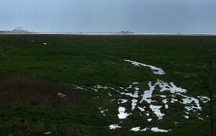 Southport Pier from Marshside, April 2003