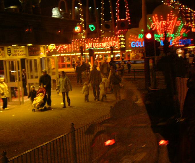 Blackpool Illuminations: Street scene, October 2004